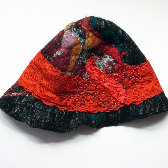 FELTED WOOL CLOCHE HAT UNIQUE GIFT FOR WOMEN